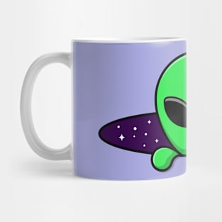 Space alien coming out of hole design Mug